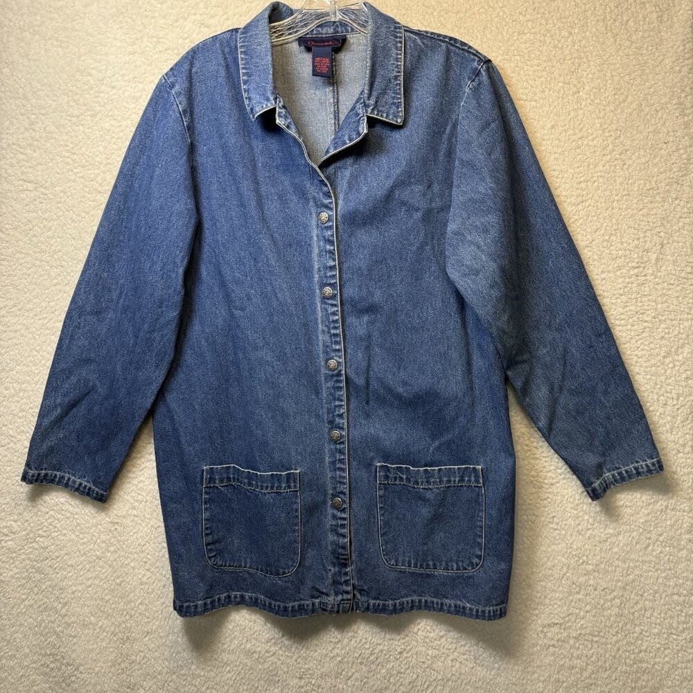 Vintage Denim & Co Chore Jacket Women's‎ Medium XL Barn Coat Button Snap Cottage
